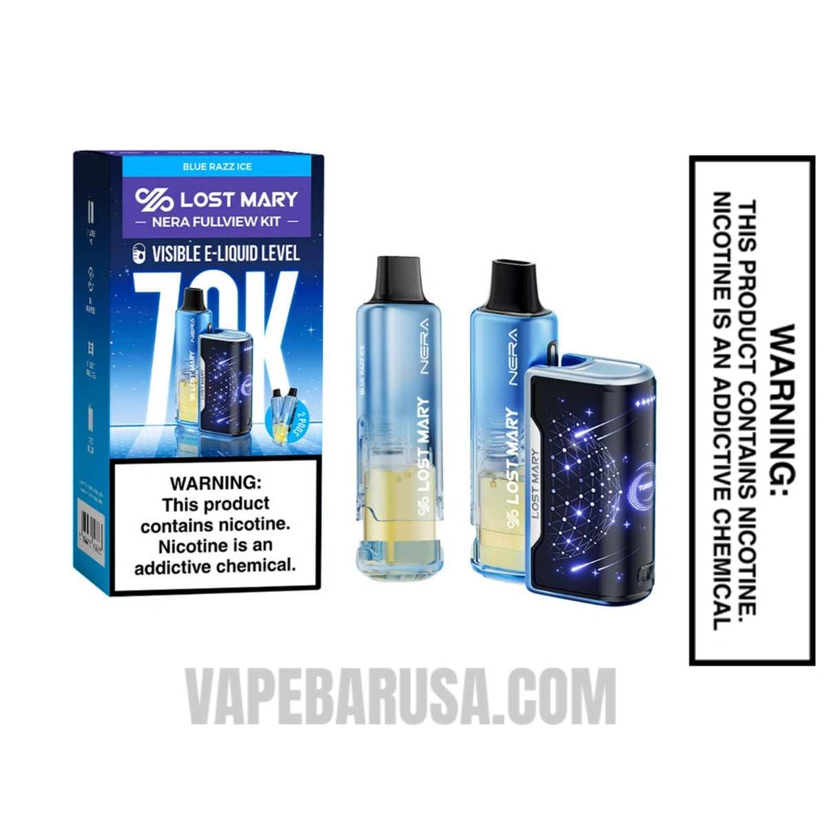 Blue Razz Ice Lost Mary Nera Fullview 70K Disposable Kit With Package Box