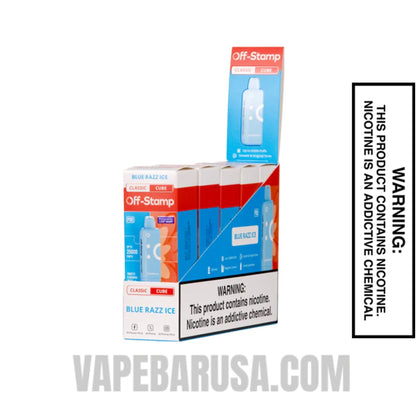 Blue Razz Ice Off Stamp Classic Cube 25K Disposable Pod With Bundle Box