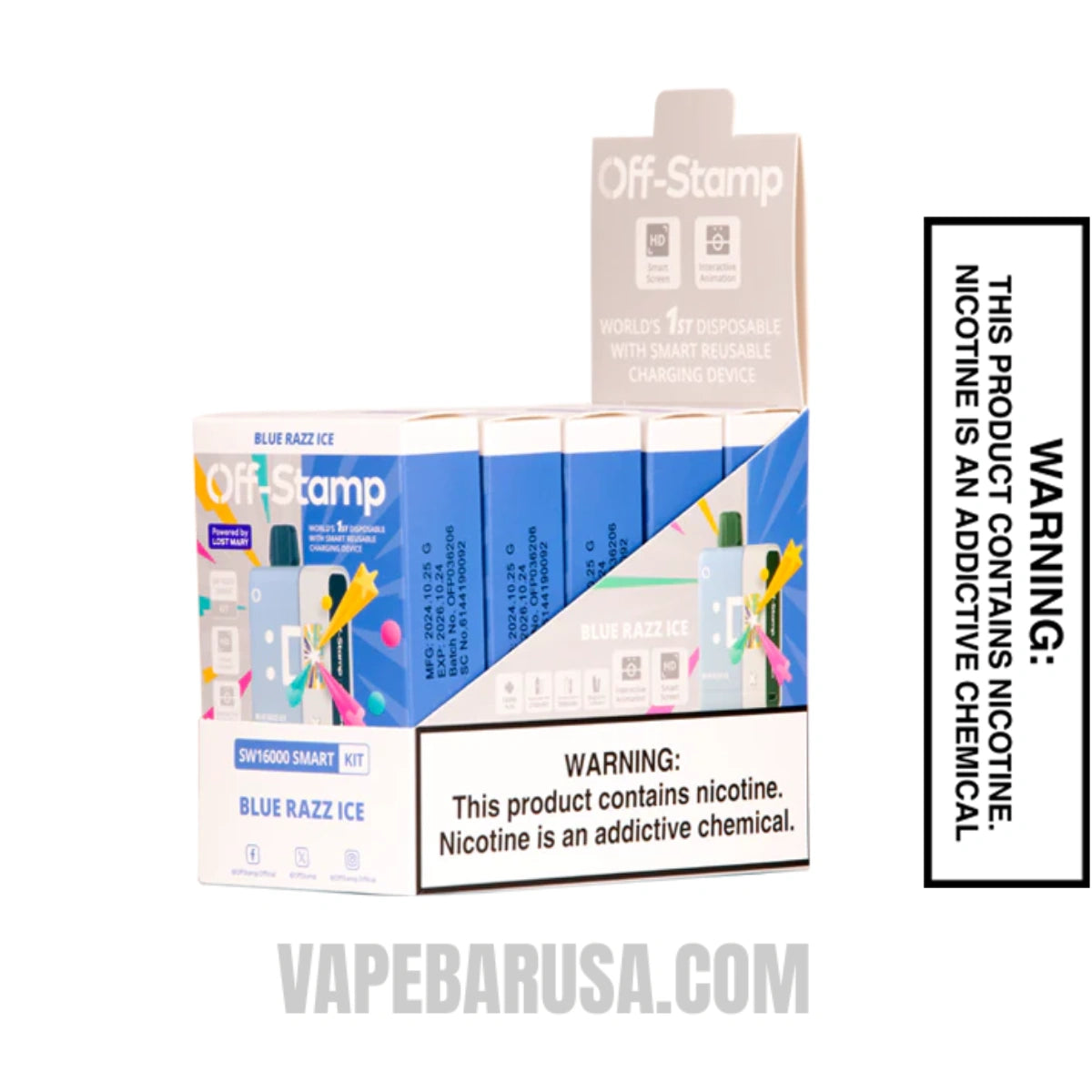 Blue Razz Ice Off Stamp SW16000 Disposable Kit With Bundle Pack