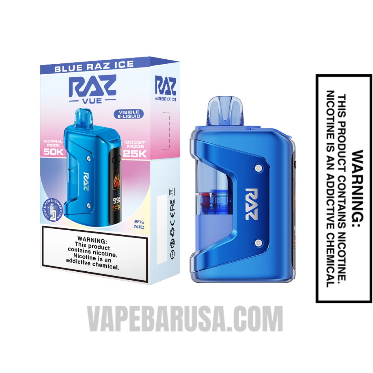 Blue Razz Ice RAZ VUE 50K Disposable Kit With Package Box