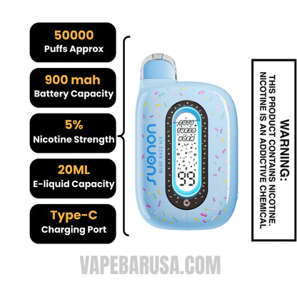 Blue Razz Ice Suonon Donete 50k Disposable Vape Specifications