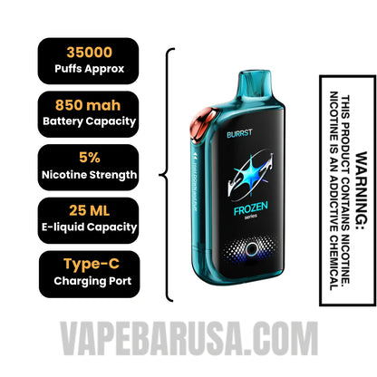 Blue Razz Ice / Frozen Blue Razz Fasta Burrst 35000 Disposable Vape Specifications