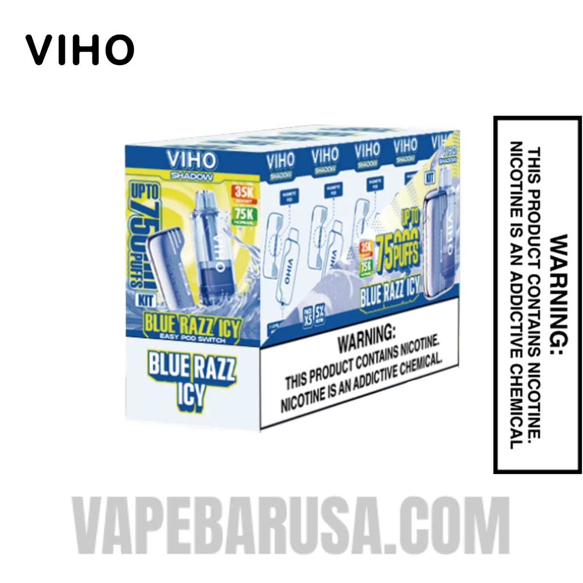Blue Razz Icy VIHO Shadow 75K Vape Kit With Bundle Pack