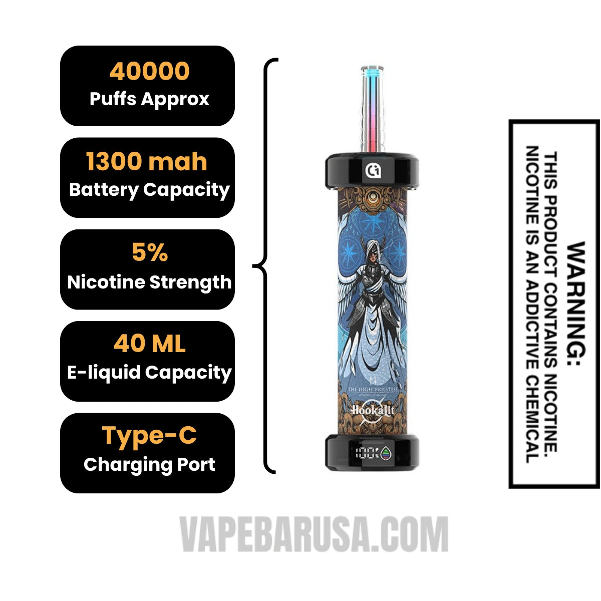 Blue Razz OLIT Hookalit 40000 Disposable Vape Specifications