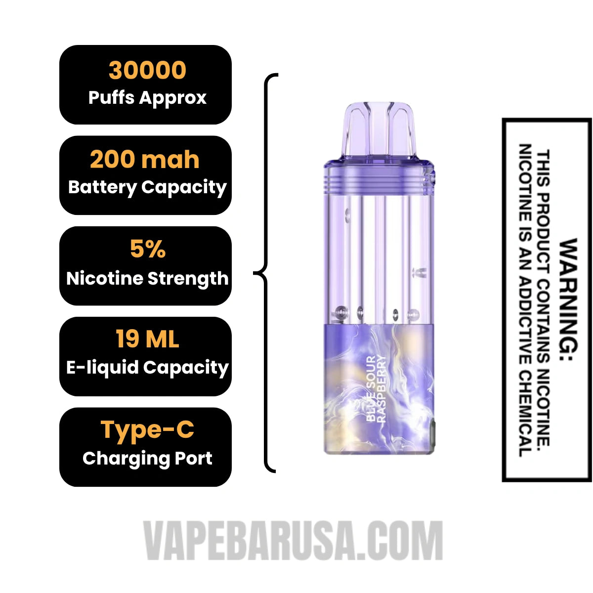 Blue Sour Raspberry Foger Switch Pro 30K Disposable Vape Pod Specifications
