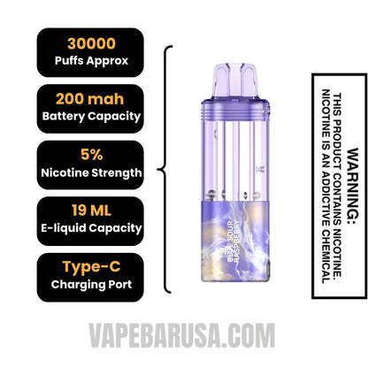 Blue Sour Raspberry Foger Switch Pro 30K Disposable Vape Pod Specifications