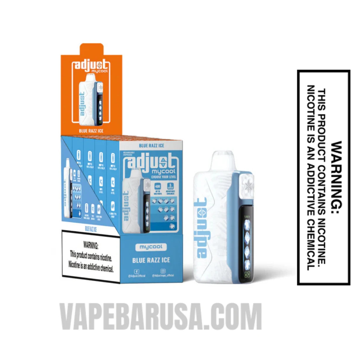Blue Razz Ice Adjust MyCool 40K Disposable Vape With Bundle box