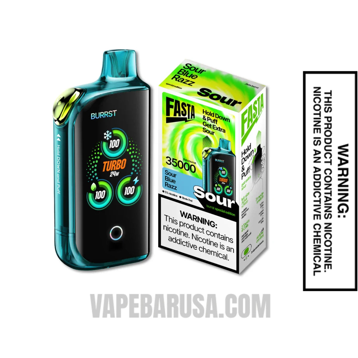 Blue Razz Ice Fasta Burrst 35000 (Sour Edition) Disposable Vape With Package Box