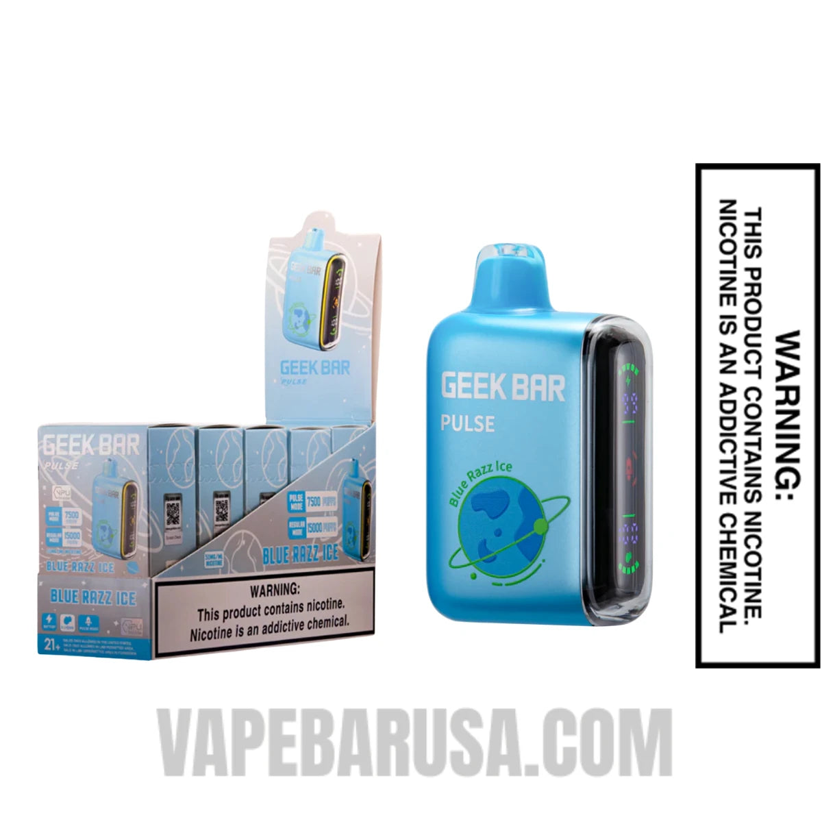 Blue Razz Ice Geek Bar Pulse Disposable Vape With Bundle Pack