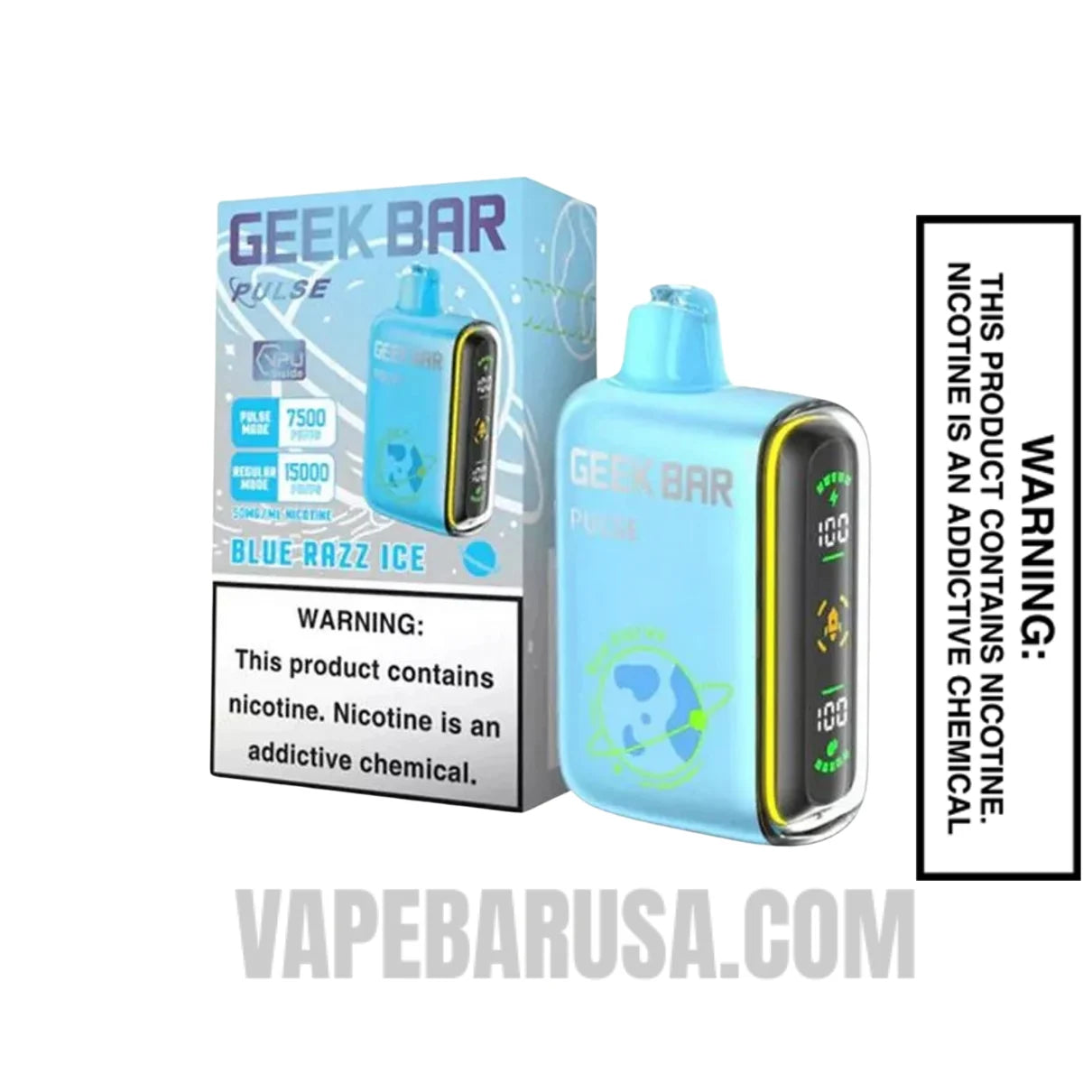 Blue Razz Ice Geek Bar Pulse Disposable Vape With Package Box