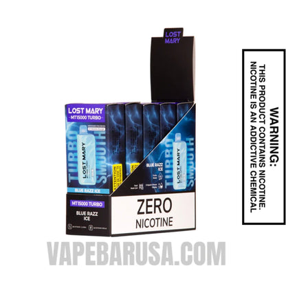 Blue Razz Ice Lost Mary MT15000 Turbo Vape - 0% Nic with bundle Pack