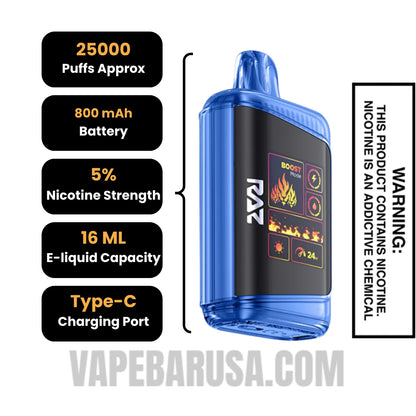 Blue Razz Ice RAZ DC25000 Freedom Edition Specifications