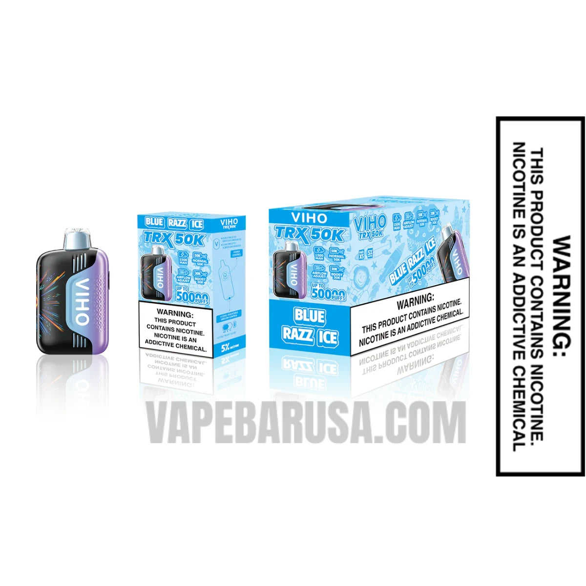 Blue Razz Ice VIHO TRX 50K Disposable Vape With Bundle Pack 