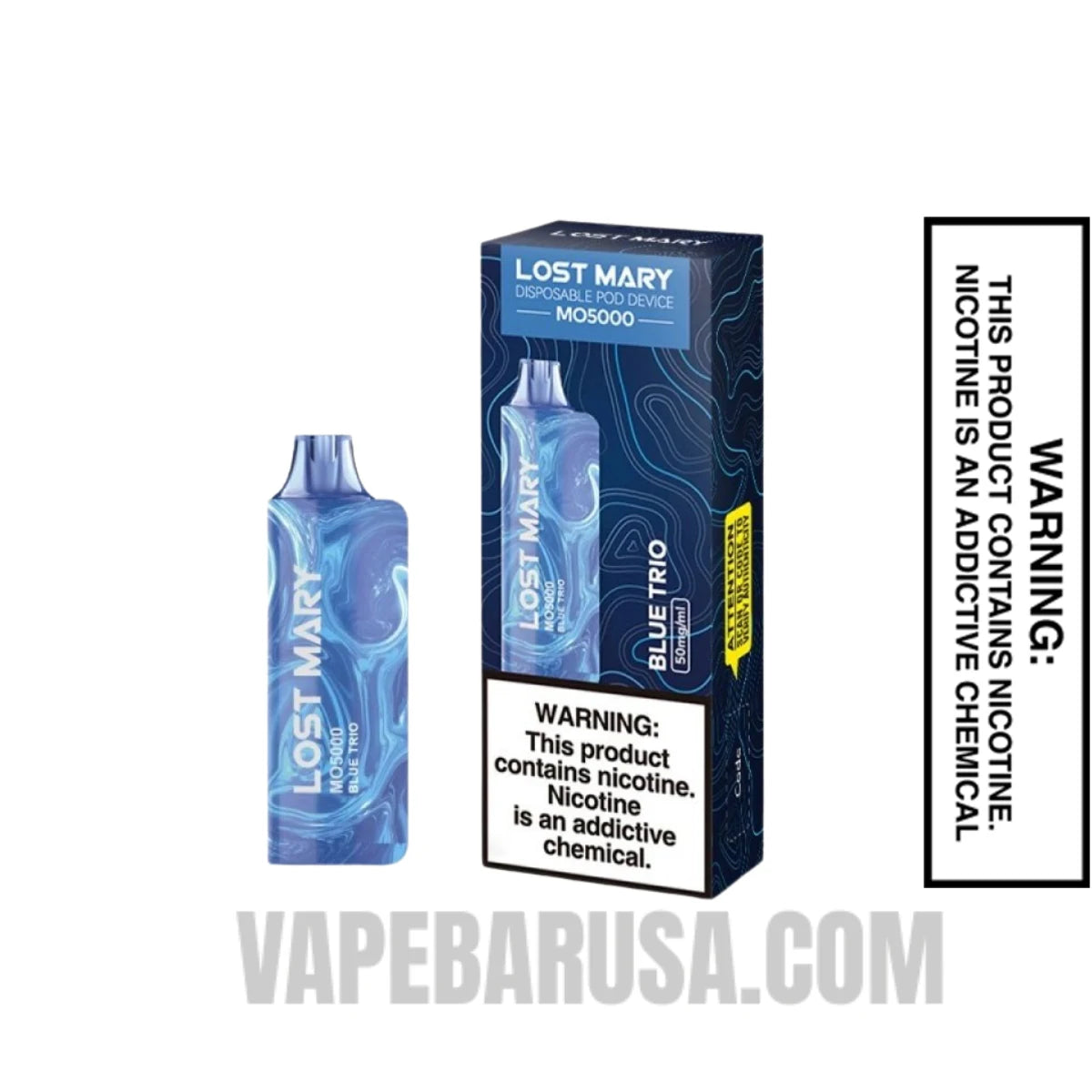 Blue Trio Lost Mary MO5000 Disposable Vape With Package Box