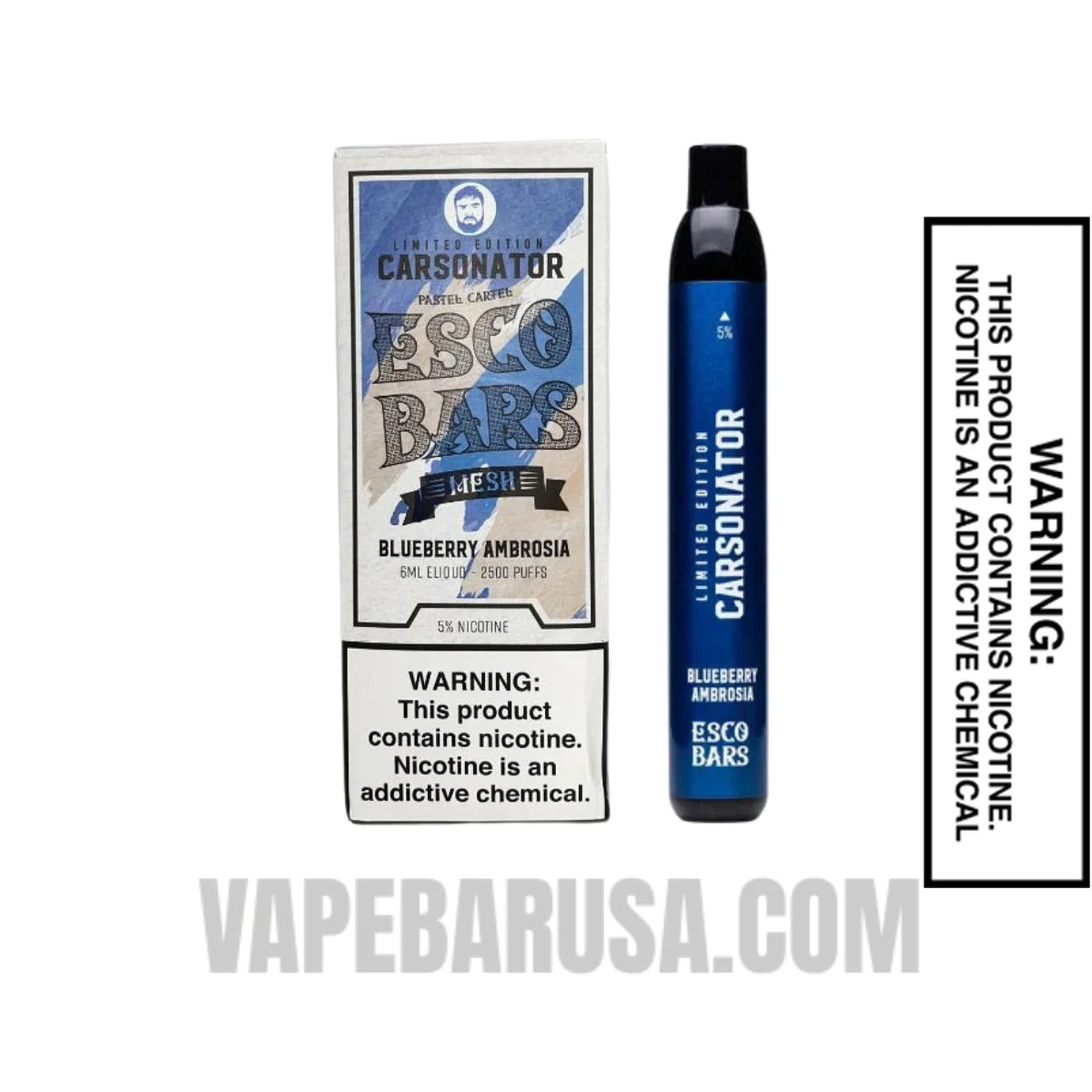 Blueberry Ambrosia Esco Bars 2500 Puffs Disposable Vape With Bundle Pack