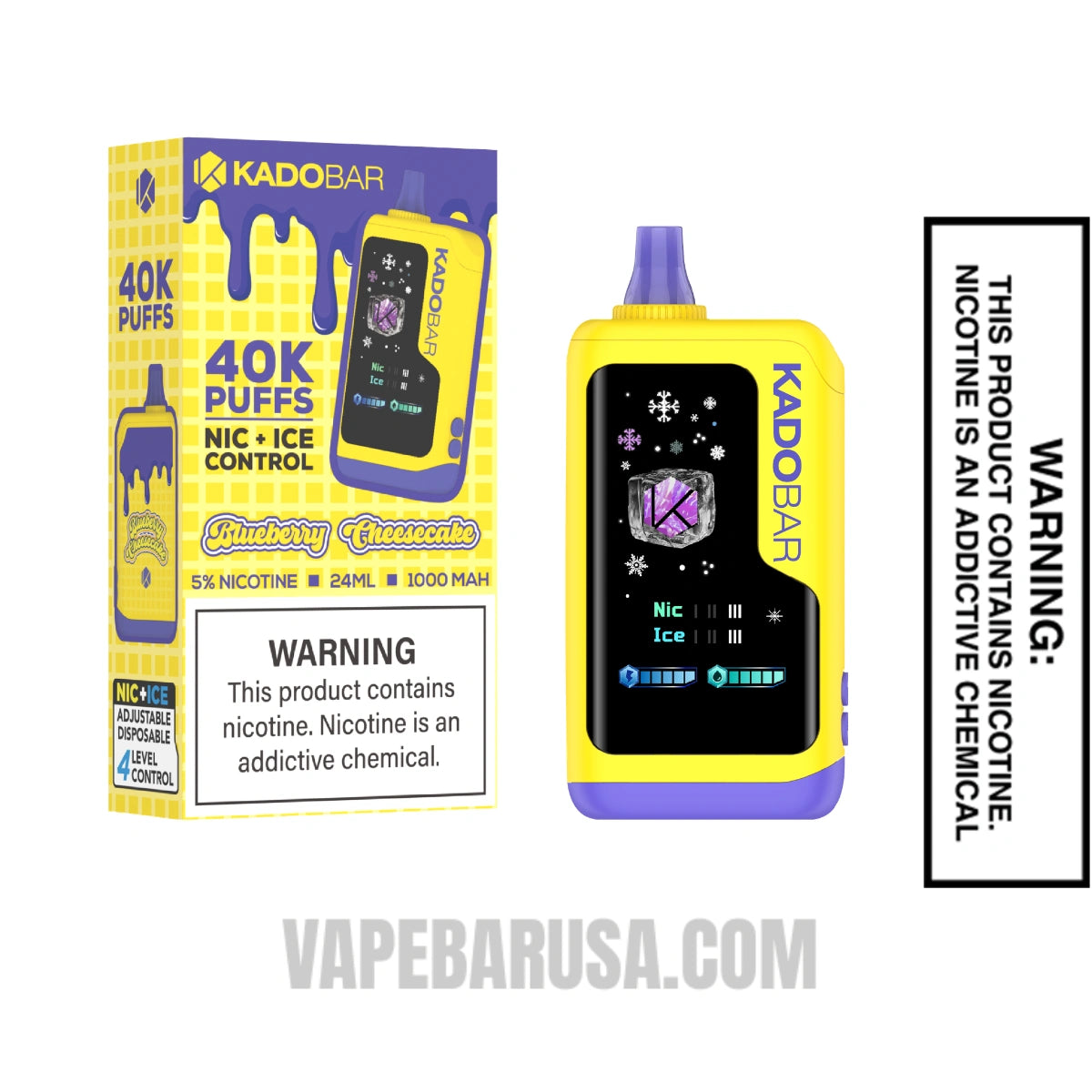 Blueberry Cheesecake Kado Bar NI40K Ice-Nic Control Disposable Vape With Package Box