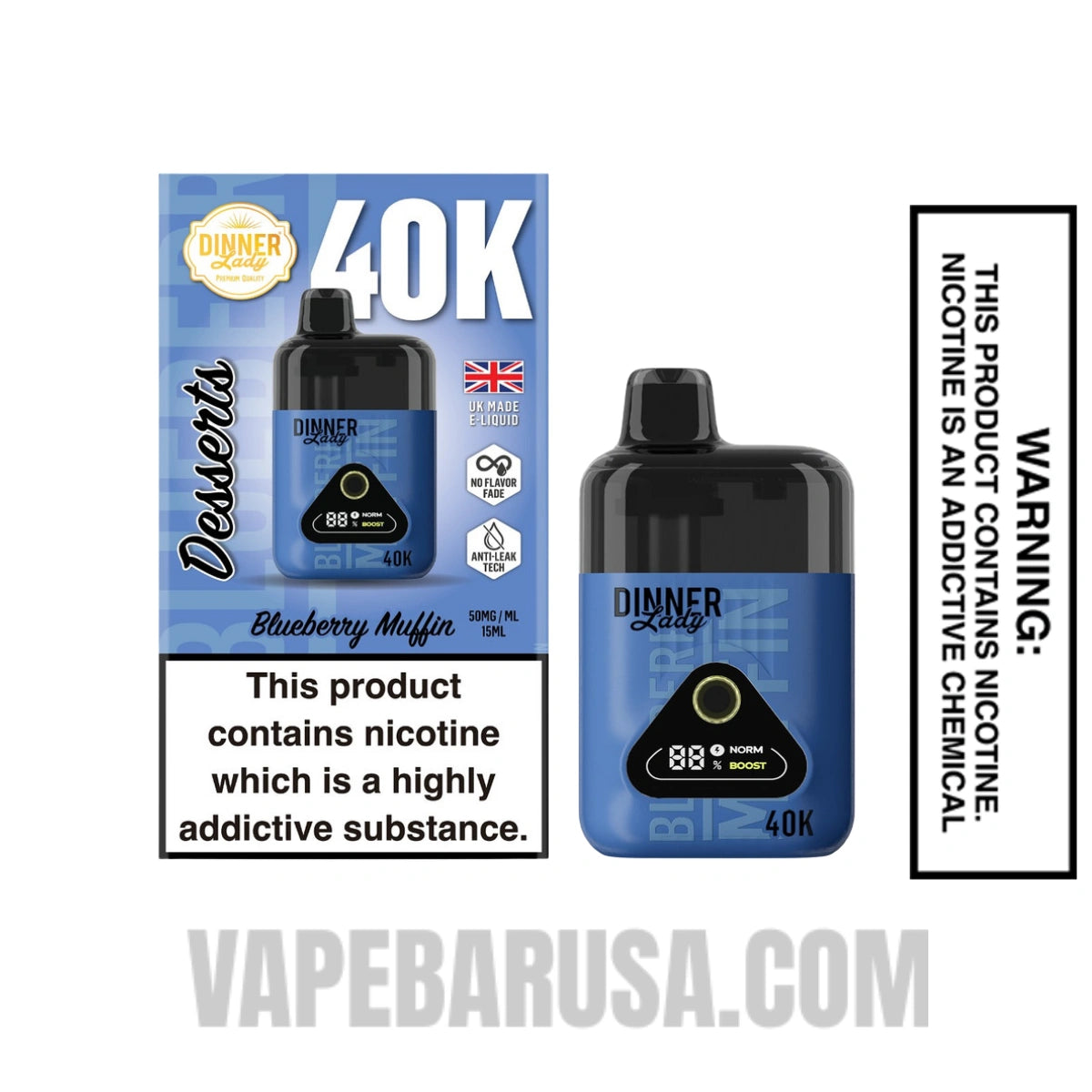 Blueberry Muffin Dinner Lady 40K Disposable Vape with package box