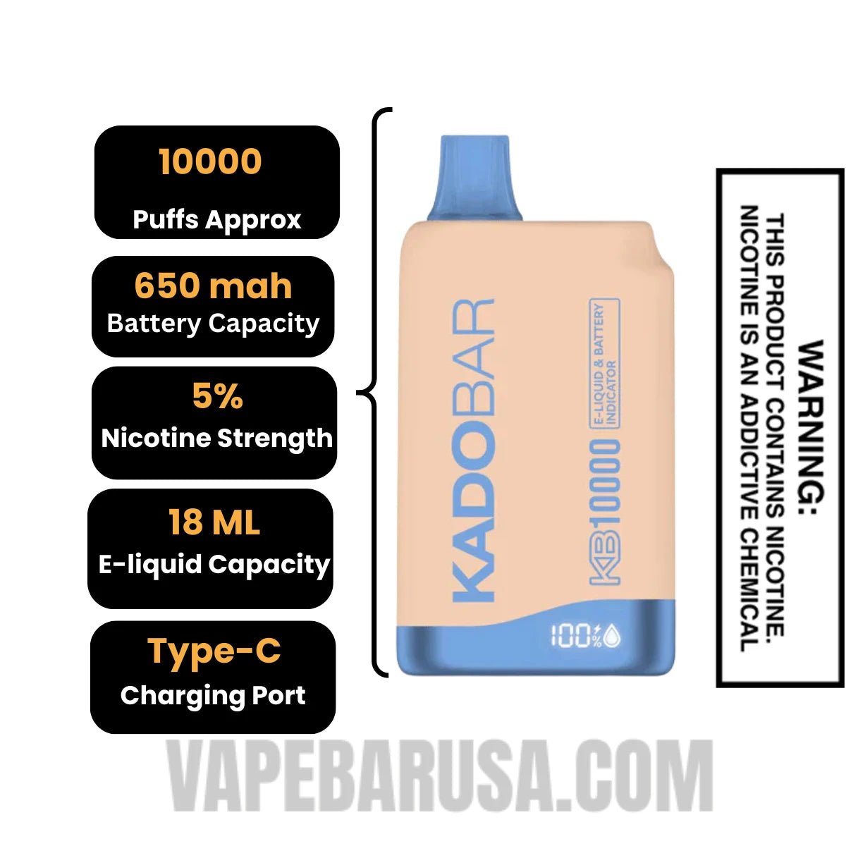 Blueberry Muffin Kado Bar KB10000 Disposable Vape Specifications