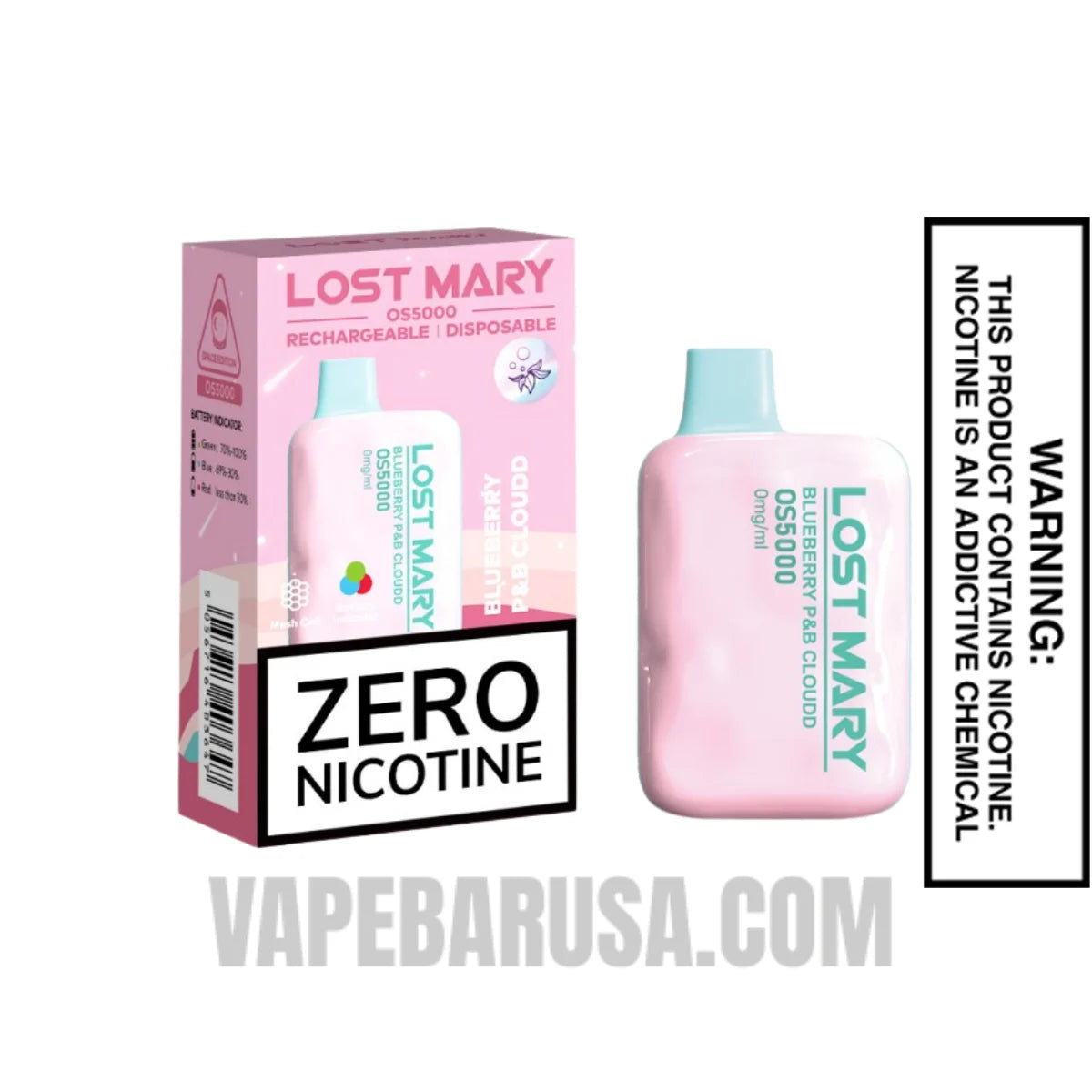 Blueberry P&B Cloudd Lost Mary OS5000 Disposable Vape With Package Box