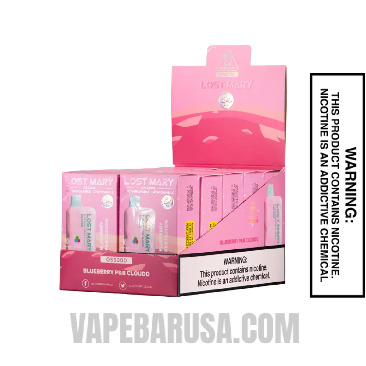 Blueberry P&B Cloudd Lost Mary OS5000 Disposable Vape With Bundle Pack