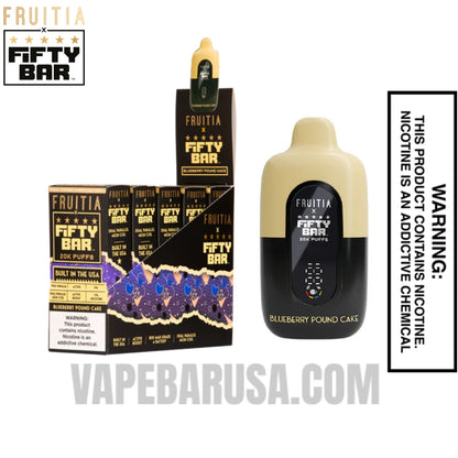 Blueberry Pound Cake Fruitia X Fifty Bar 20K Vape With Bundle Pack