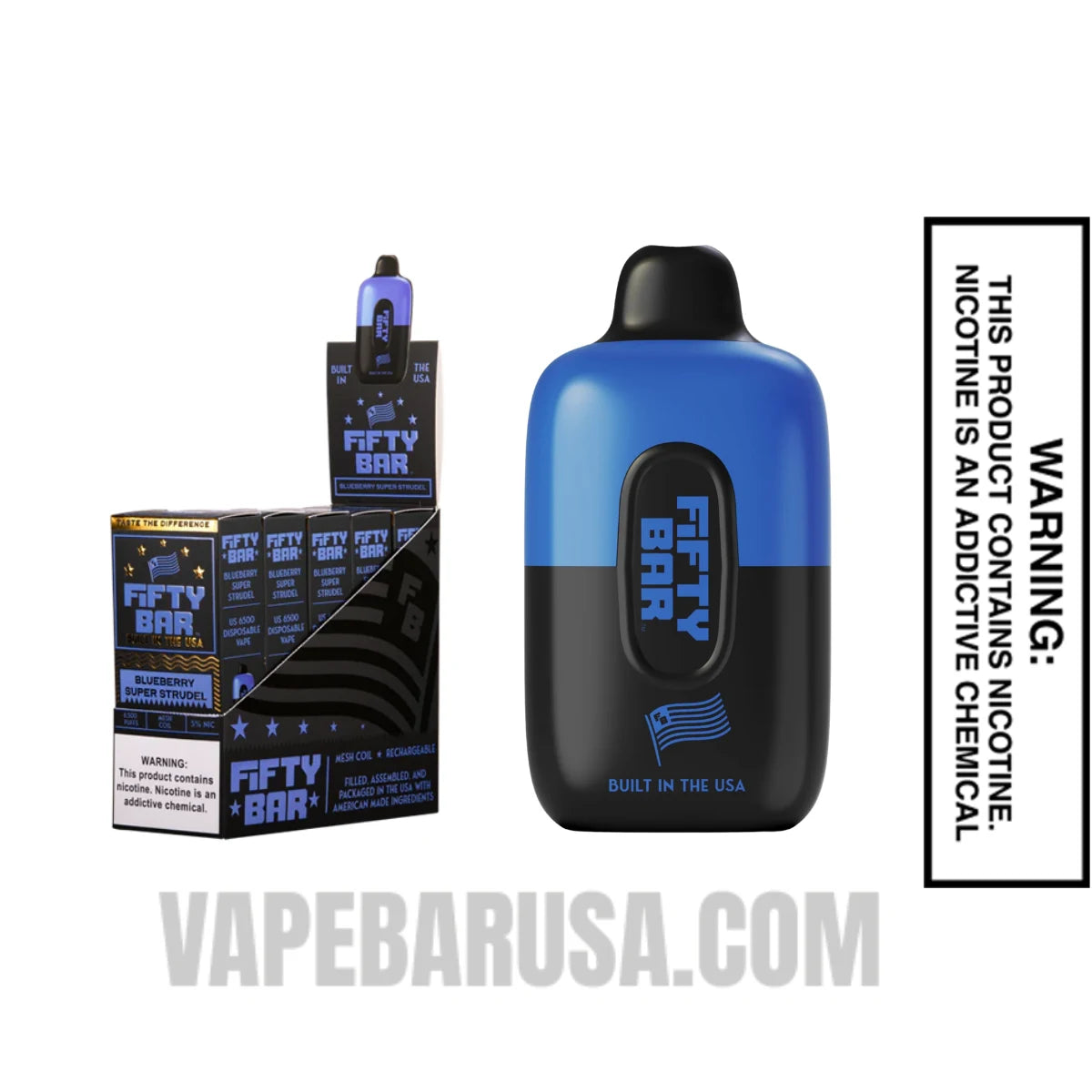 Blueberry Super Strudel Fifty Bar Disposable Vape 6500 Puffs With Bundle Pack