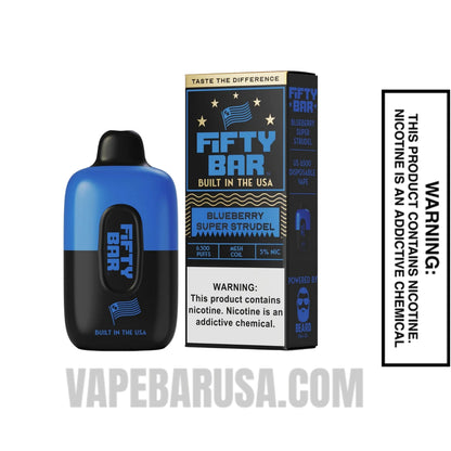 Blueberry Super Strudel Fifty Bar Disposable Vape 6500 Puffs With Package Box