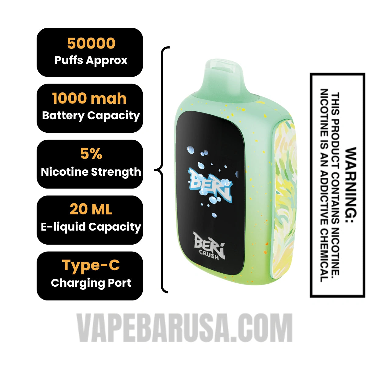 Blueberry Watermelon Beri Crush 50K Disposable Vape Specifications