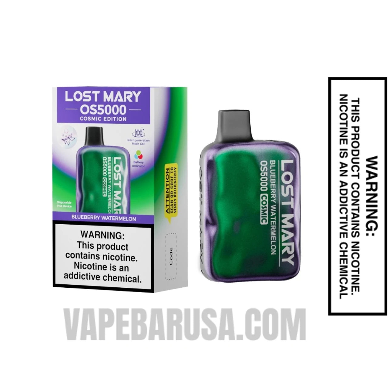Blueberry Watermelon Lost Mary OS5000 Cosmic Edition Vape With Package Box