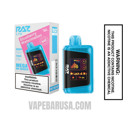 Blueberry Watermelon RAZ LTX 25K Zero Nicotine Disposable Vape With Package Box 