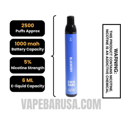 Blueberry Esco Bars 2500 Puffs Disposable Vape Specifications
