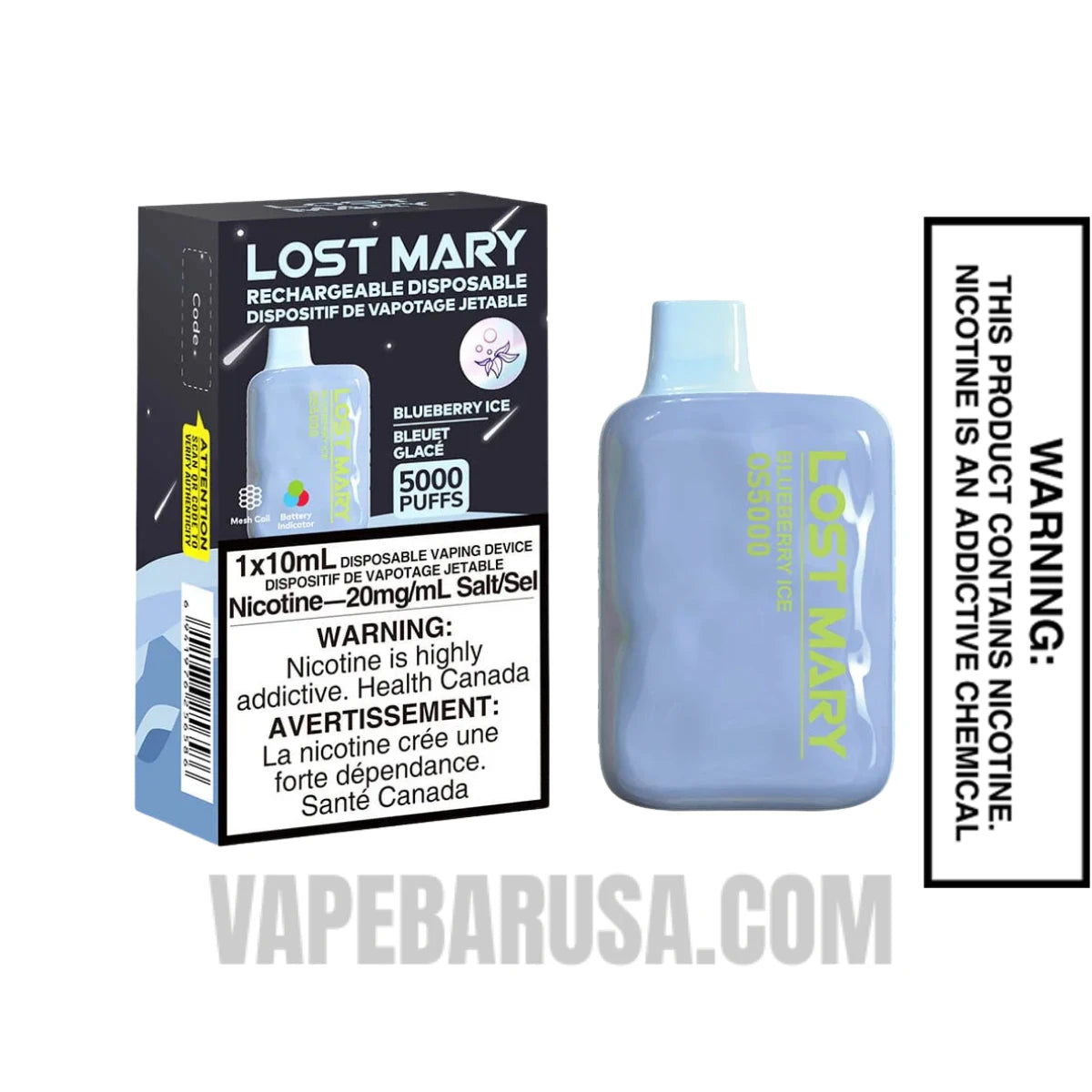 Blueberry Ice Lost Mary OS5000 Disposable Vape With Package Box


