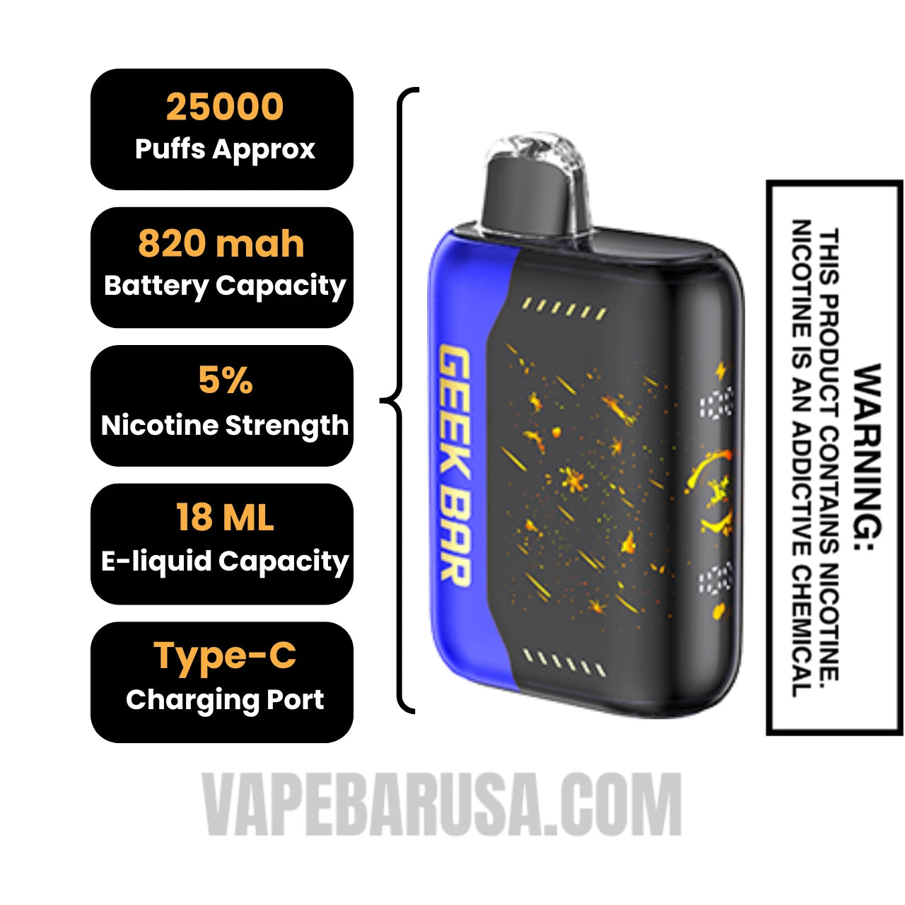 Blueberry Jam Geek Bar Pulse X Jam Edition Disposable Vape Specifications