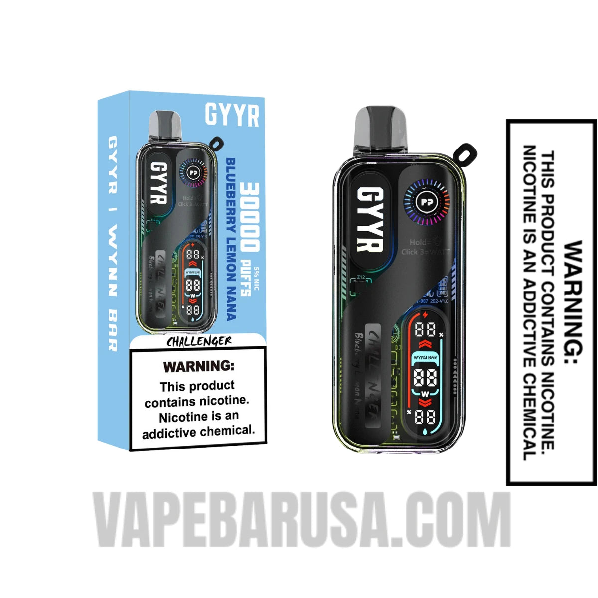 Blueberry Lemon Nana GYYR X Wynn Bar Challenger 30K Vape with Package Box
