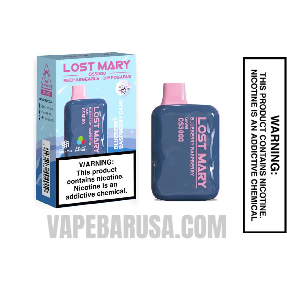 Blueberry Raspberry Gami Lost Mary OS5000 Disposable Vape With Package Box