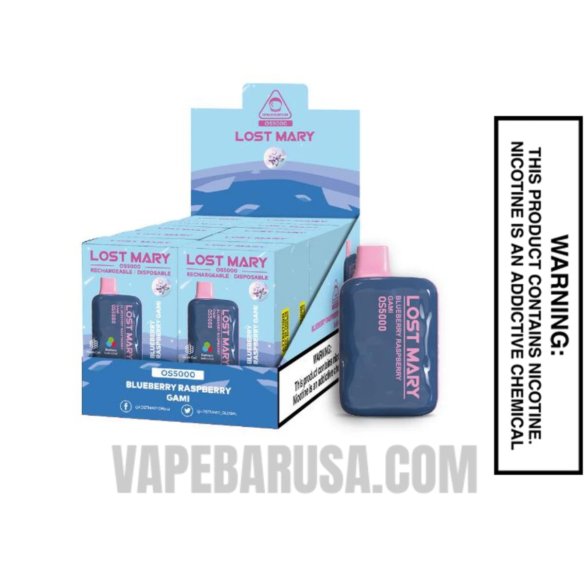 Blueberry Raspberry Gami Lost Mary OS5000 Disposable Vape With bundle Pack