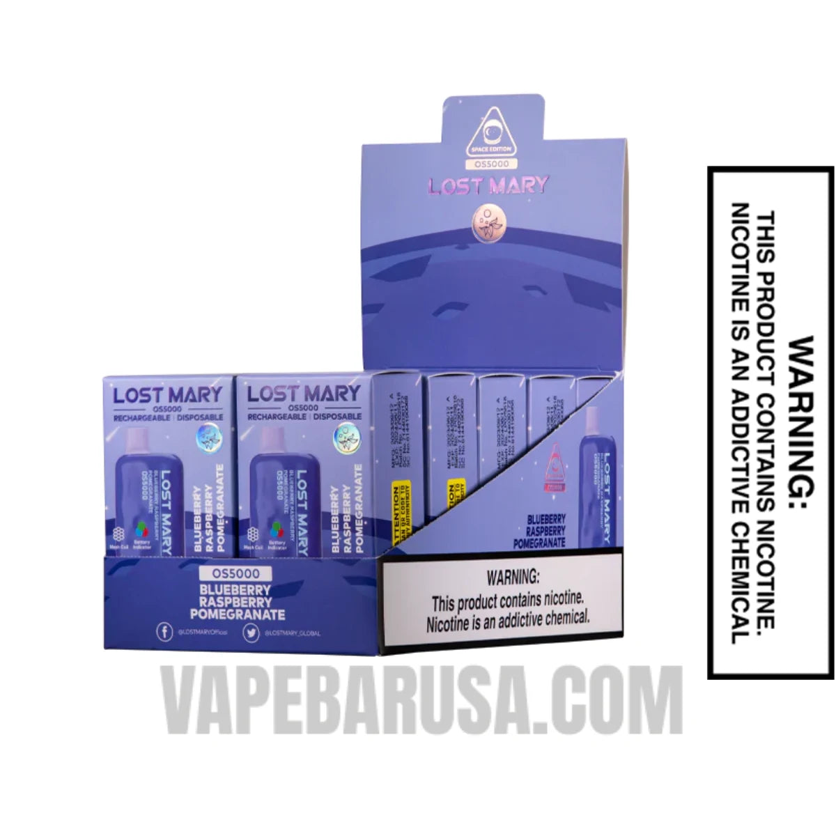 Blueberry Raspberry Pomegranate Lost Mary OS5000 Vape With Bundle Pack