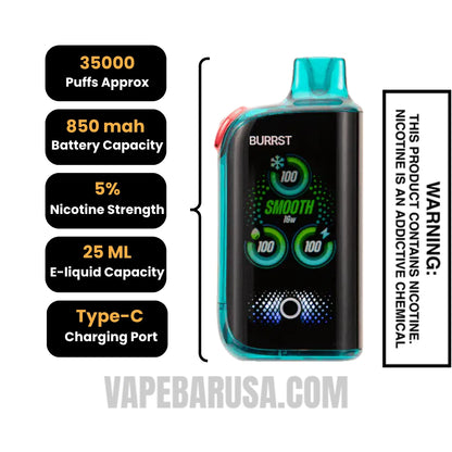 Blueberry Watermelon Fasta Burrst 35000 (Frozen Series) Vape specifications