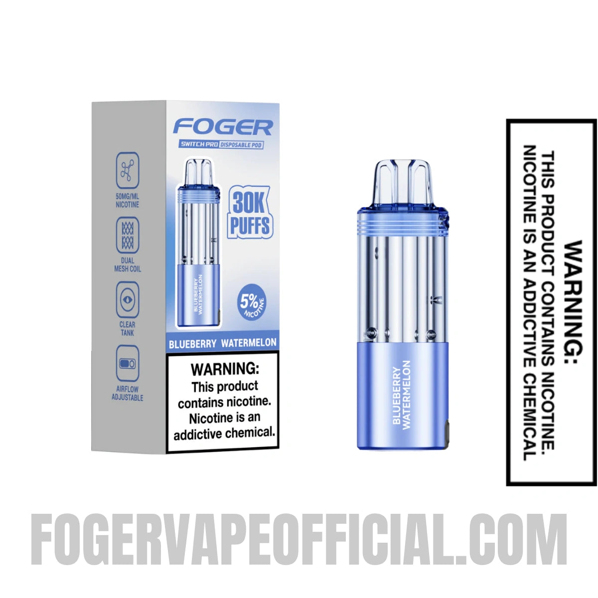Blueberry Watermelon Foger Switch Pro 30K Disposable Pod With Package Box