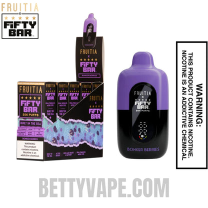 Bonker Berries Fruitia X Fifty Bar 20K Vape With Bundle Pack