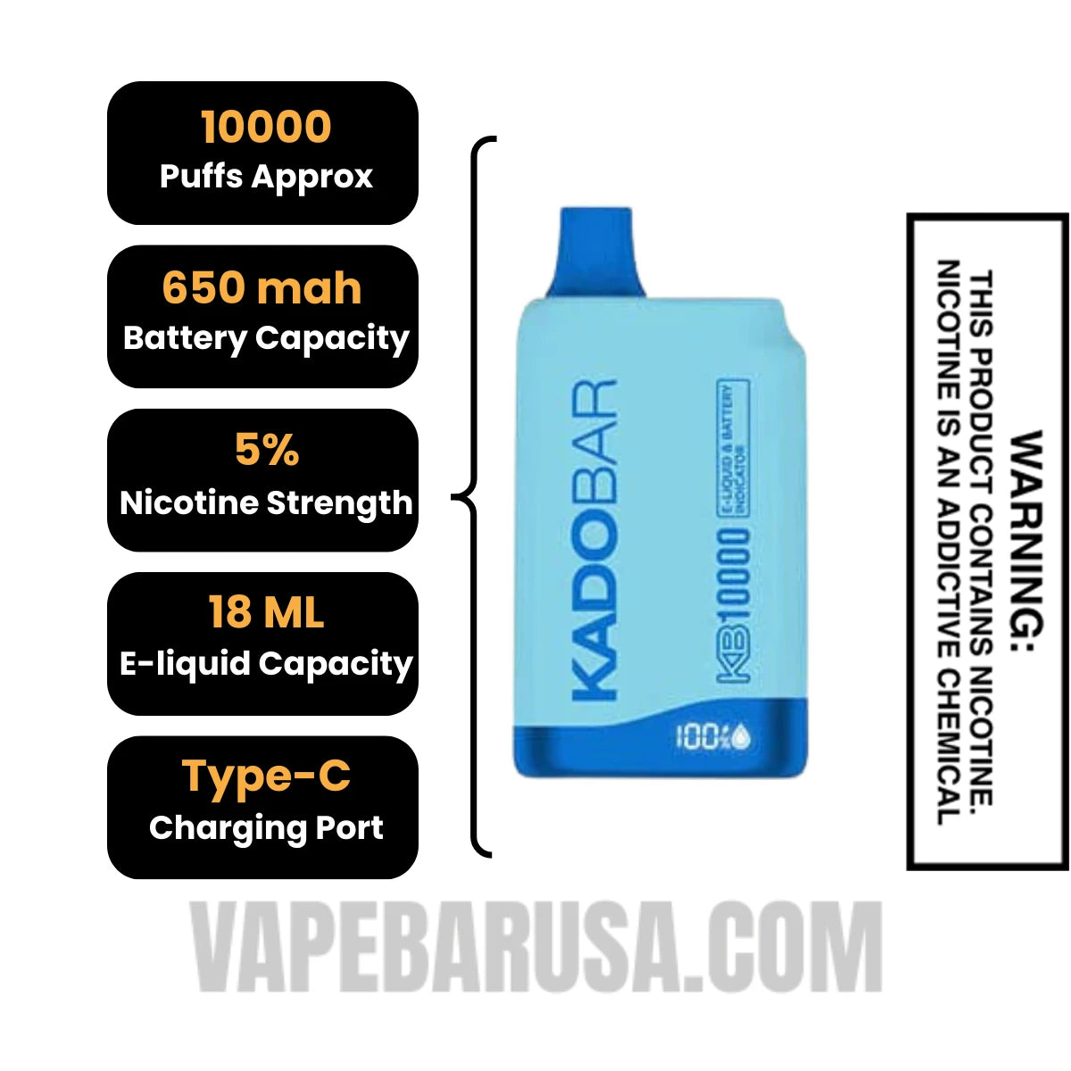 Brain Freeze Kado Bar KB10000 Disposable Vape Specifications