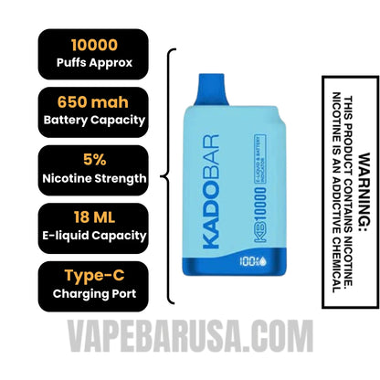 Brain Freeze Kado Bar KB10000 Disposable Vape Specifications