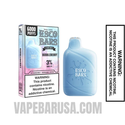 Bubbleberry Esco Bar Mesh Vape 6000 Puffs 3% Nic With Package Box