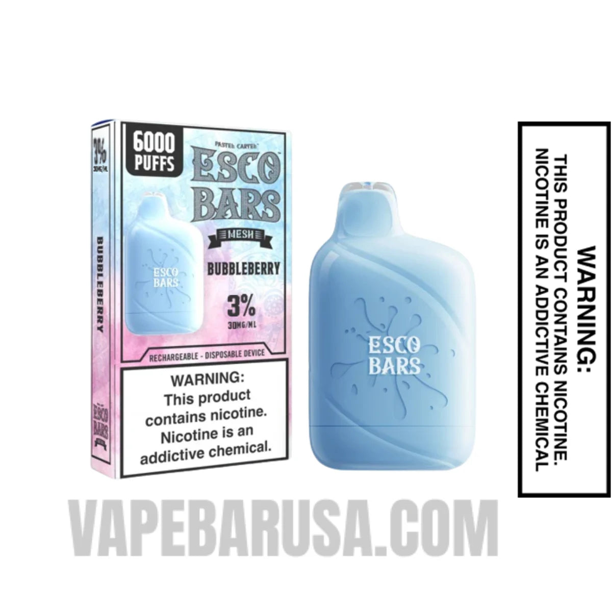 Bubbleberry Esco Bars 6000 Puffs Disposable Vape With Package Box