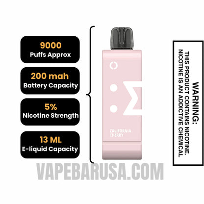 California Cherry Off Stamp SW9000 Disposable Pod Specifications