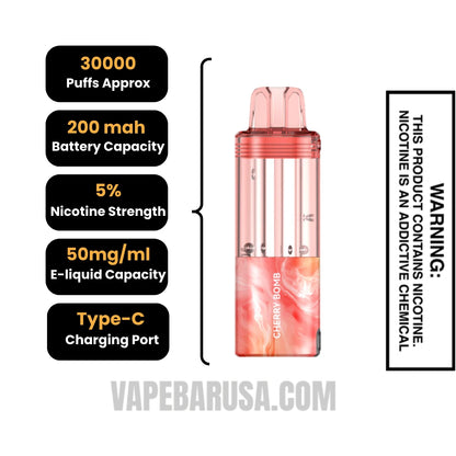 Cherry Bomb Foger Switch Pro 30K Disposable Pod Specifications
