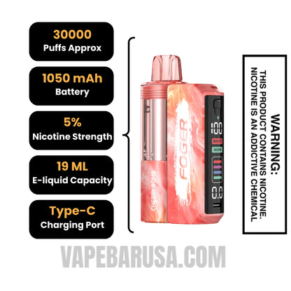 Cherry Bomb Foger Switch Pro 30K Disposable Vape Kit Specifications