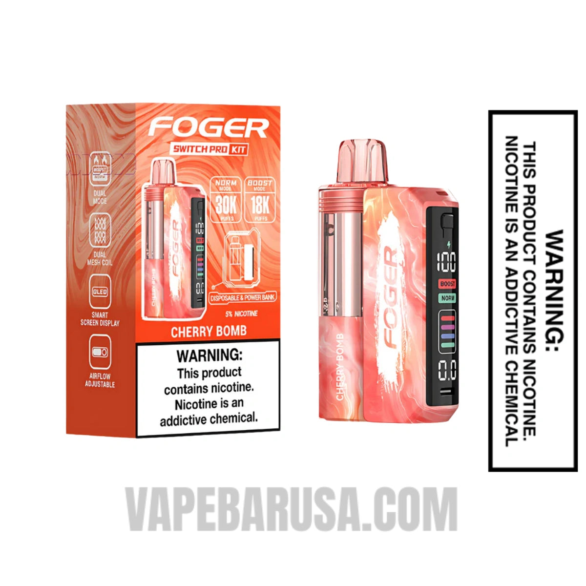 Cherry Bomb Foger Switch Pro 30K Disposable Vape Kit With Package Box