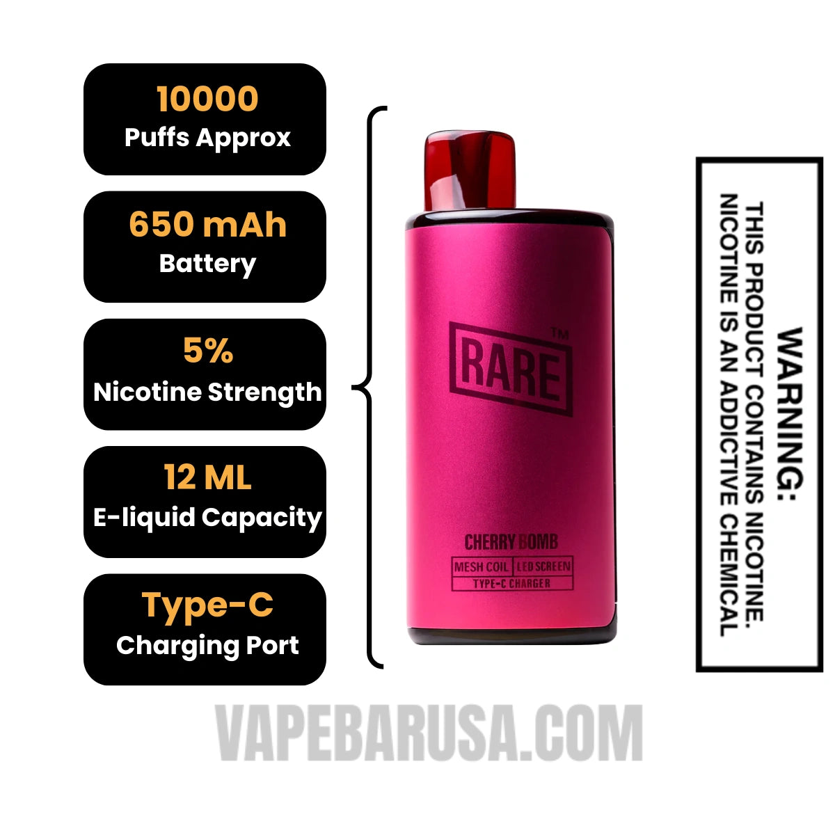 Cherry Bomb Rare Palm 10000 Disposable Vape Specifications