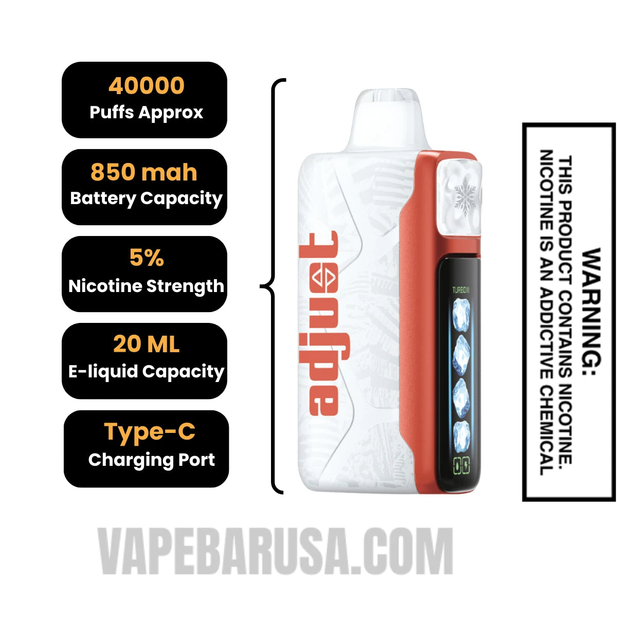 Cherry Fuse Adjust MyCool 40K Disposable Vape Specifications